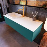 Badkamermeubelset Mondiaz Erin 120 cm met 1 Lade met RIDGE Wastafel Links Talc met 1 kraangat Greeploos Mat Smag - thumbnail