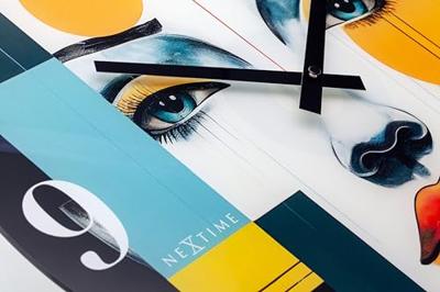 Wandklok 43cm-Geruisloos-Meerkleurig-Glas-NeXtime 'Vogue'