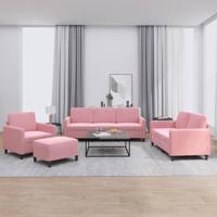 4-delige Loungeset fluweel roze - thumbnail