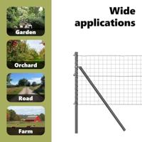 VidaXL Hek met paal grijs 0,8 x 25 m staal en pvc - thumbnail