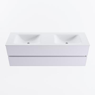 MONDIAZ VICA 150cm badmeubel onderkast Cale 2 lades. Wastafel CLOUD dubbel 2 kraangaten, kleur Talc.