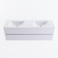 MONDIAZ VICA 150cm badmeubel onderkast Cale 2 lades. Wastafel CLOUD dubbel 2 kraangaten, kleur Talc. - thumbnail