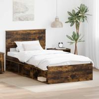 Bedframe Gerookt eiken 100 x 200 cm Massief grenenhout - thumbnail