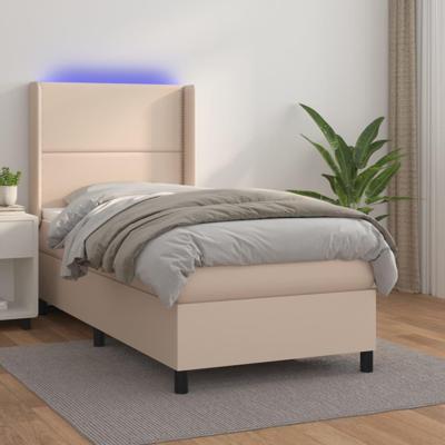 Boxspring met matras en LED kunstleer cappuccinokleur 90x200 cm