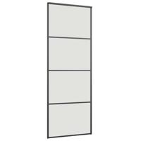 Schuifdeur met beslagset 76x205 cm ESG glas zwart - thumbnail