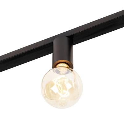 QAZQA Moderne 1-fase railsysteem 5-lichts incl. E27 fitting zwart - QAZQA Moderne 1-fase railsysteem 5-lichts incl. E27 fitting zwart -