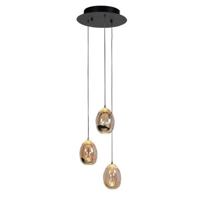 Highlight Hanglamp Golden Egg 3 lichts Ø 25 cm amber-zwart Highlight Hanglamp Golden Egg 3 lichts Ø 25 cm amber-zwart