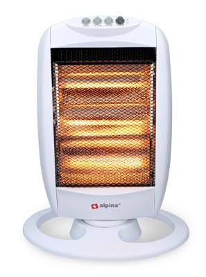 Alpina Elektrische Kachel 1200W Draagbare Halogeen Heater met 3 Warmtestanden 25x9x38 cm Wit