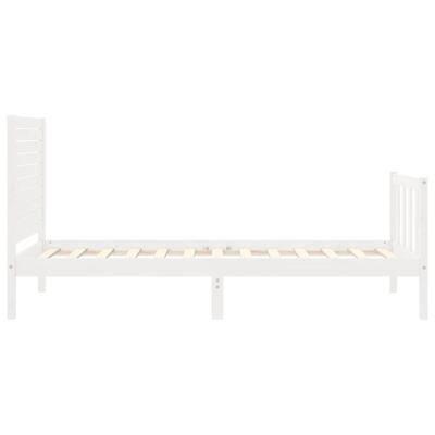 Bedframe met hoofdbord massief hout wit - thumbnail
