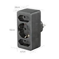 Hama Stopcontactadapter 3-voudig 1x Geaard Stopcontact 2x Euro Zwart - thumbnail