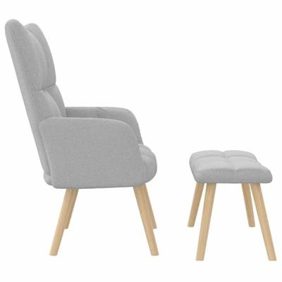 Relaxstoel met voetenbank stof wolk grijs Relaxstoel met voetenbank stof wolk grijs