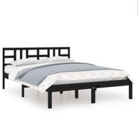 Bedframe massief hout zwart 200x200 cm - thumbnail