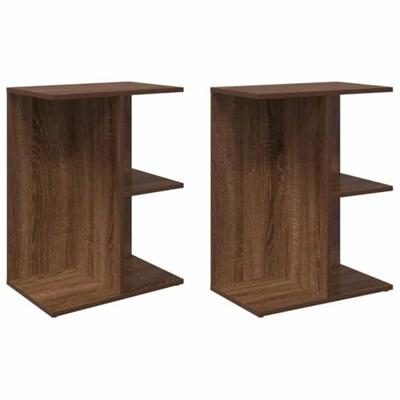 Nachtkastjes 2 st 46,5x29x61 cm bewerkt hout bruin eikenkleur