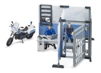 Bruder bworld politie bureau met politie motor - thumbnail