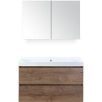 Maxx XL Badmeubelset 100 cm - Tabacco - Wastafel Just Zonder Kraangat met Spiegelkast - thumbnail