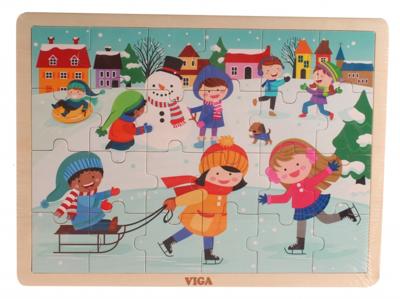 VIGA seizoenen houten puzzel, de seizoenen, winter, afm 30x22,5 cm, 24 delen, 1 stuk