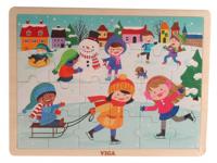 VIGA seizoenen houten puzzel, de seizoenen, winter, afm 30x22,5 cm, 24 delen, 1 stuk - thumbnail
