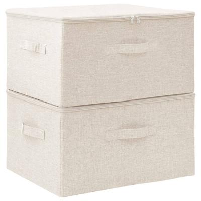 VidaXL Opbergboxen 2 st 43x34x23 cm stof crèmekleurig