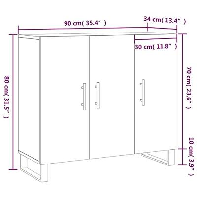 Dressoir 90x34x80 cm bewerkt hout gerookt eikenkleurig