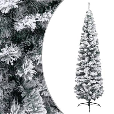 VidaXL Kunstkerstboom met sneeuw smal 180 cm pvc groen VidaXL Kunstkerstboom met sneeuw smal 180 cm pvc groen