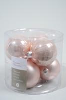 Decoris kerstballen Glas 6st poederroze 8cm - thumbnail