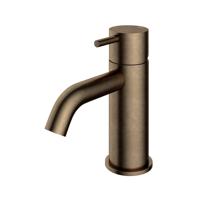 Hotbath Cobber lage wastafelmengkraan met gebogen uitloop zonder waste verouderd messing CB003CAB - thumbnail