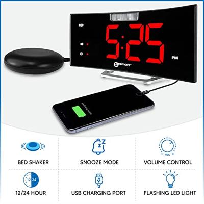 Geemarc Wake 'n Shake Curve Wekker met Trilkussen - thumbnail