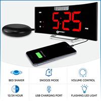 Wekker met vibratie Kwarts Zwart Geemarc 1558317 Wake n Shake curve - thumbnail