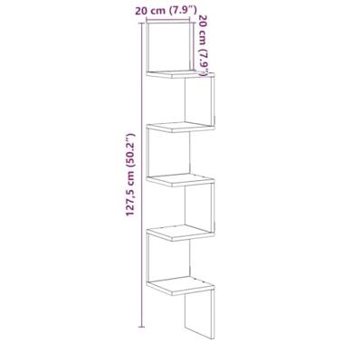 Hoekwandschap 20x20x127,5 cm bewerkt hout artisanaal eiken