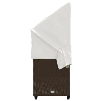 Ligbed met luifel en kussens poly rattan bruin Ligbed met luifel en kussens poly rattan bruin