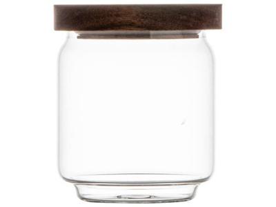 Gusta voorraadpot glas/acacia 9x11cm
