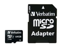 Verbatim MICRO SDXC 64GB CL 10 ADAP microSDXC-kaart 64 GB Class 10 Incl. SD-adapter - thumbnail