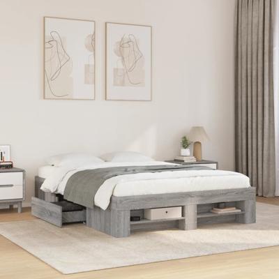 Bedframe bewerkt hout grijs sonoma eikenkleurig 120x200 cm