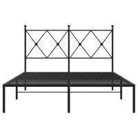 Bedframe met hoofdbord metaal zwart 120x200 cm - thumbnail