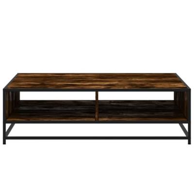 Salontafel 100x100x30 cm bewerkt hout en metaal gerookt eiken