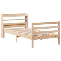 Bedframe met hoofdbord massief grenenhout 90x200 cm - thumbnail