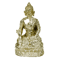 Minibeeldje Saraswati Boeddha Verzilverd - 4 cm - thumbnail