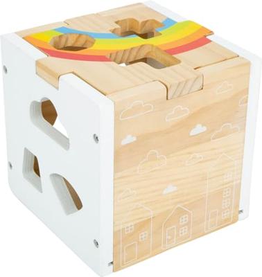 Small Foot houten vormenstoof kubus regenboog,