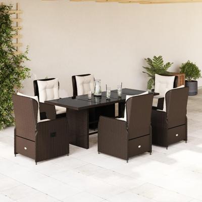 7-delige Tuinset met kussens poly rattan bruin 7-delige Tuinset met kussens poly rattan bruin