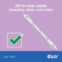 club3D USB-C-kabel USB-C stekker 2.00 m Wit CAC-3001 - thumbnail