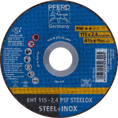 PFERD TOOLS PSF STEELOX 61730122 Doorslijpschijf recht 115 mm 25 stuk(s) RVS, Staal