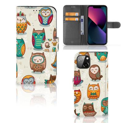 Apple iPhone 13 | Telefoonhoesje | Met pasjeshouder | Vrolijke Uilen Apple iPhone 13 | Telefoonhoesje | Met pasjeshouder | Vrolijke Uilen