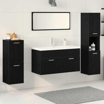Badkamermeubelset met plank 5 pcs Zwart Eiken Bewerkt hout
