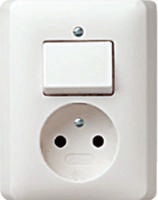 Gira stopcontact met schakelaar inbouw zuiverwit glanzend - thumbnail
