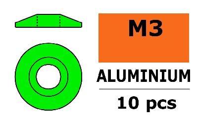Aluminium Washer voor M3 Button Head Screws (BD: 15mm) - Groen - 10st