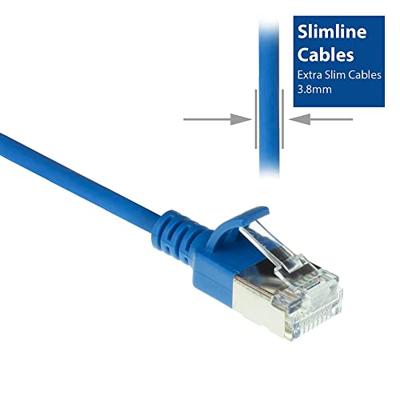 ACT Blauwe 5 meter LSZH U/FTP CAT6A datacenter slimline patchkabel snagless met RJ45 connectoren