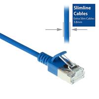 ACT Blauwe 5 meter LSZH U/FTP CAT6A datacenter slimline patchkabel snagless met RJ45 connectoren - thumbnail