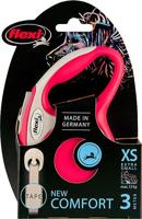 Flexi New Comfort Tape Grijs & Rood Extra Kleine 3m Intrekbare Hondenriem/Leiding voor honden tot 12kgs/26lbs - thumbnail