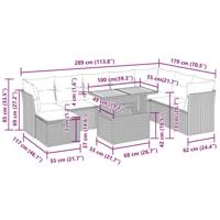 9-delige Loungeset met kussens poly rattan acacia zwart - thumbnail