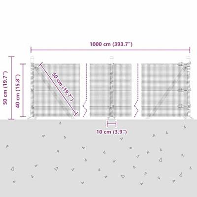 VidaXL Afrasteringspaal zilver 10 x 0,4 m (12 x 12 mm gaas) staal